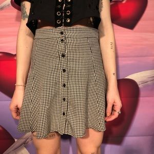 Flowy skater girl gingham patterned skirt